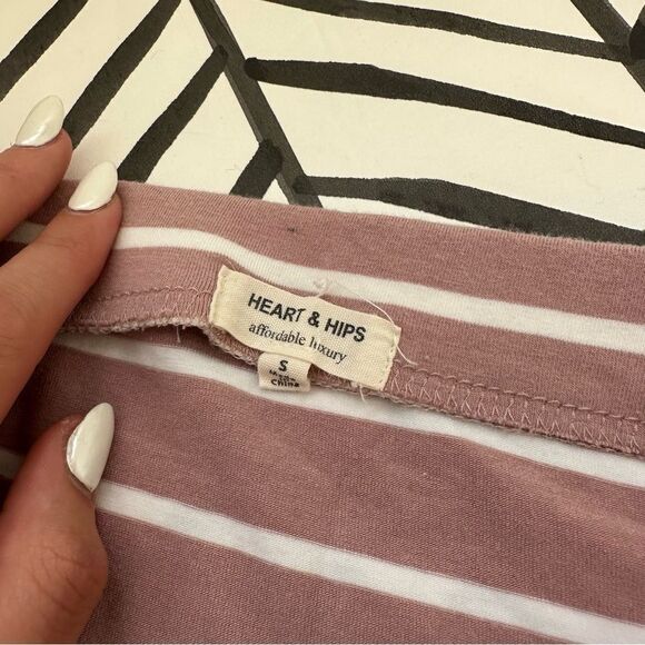 Heart & Hips Light Pink Striped Stretch Pencil Skirt - Picture 4 of 4